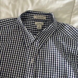 L.L. Bean Navy and White Gingham Shirt
